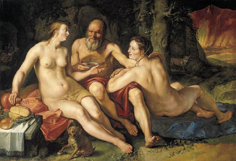 GOLTZIUS, Hendrick Lot and his Daughters dh Sweden oil painting art